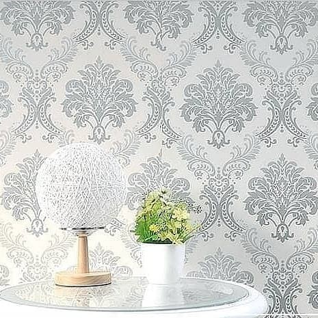 Wallpaper Dinding Motif Batik Silver Ukuran Panjang 10Meter x Lebar 45cm