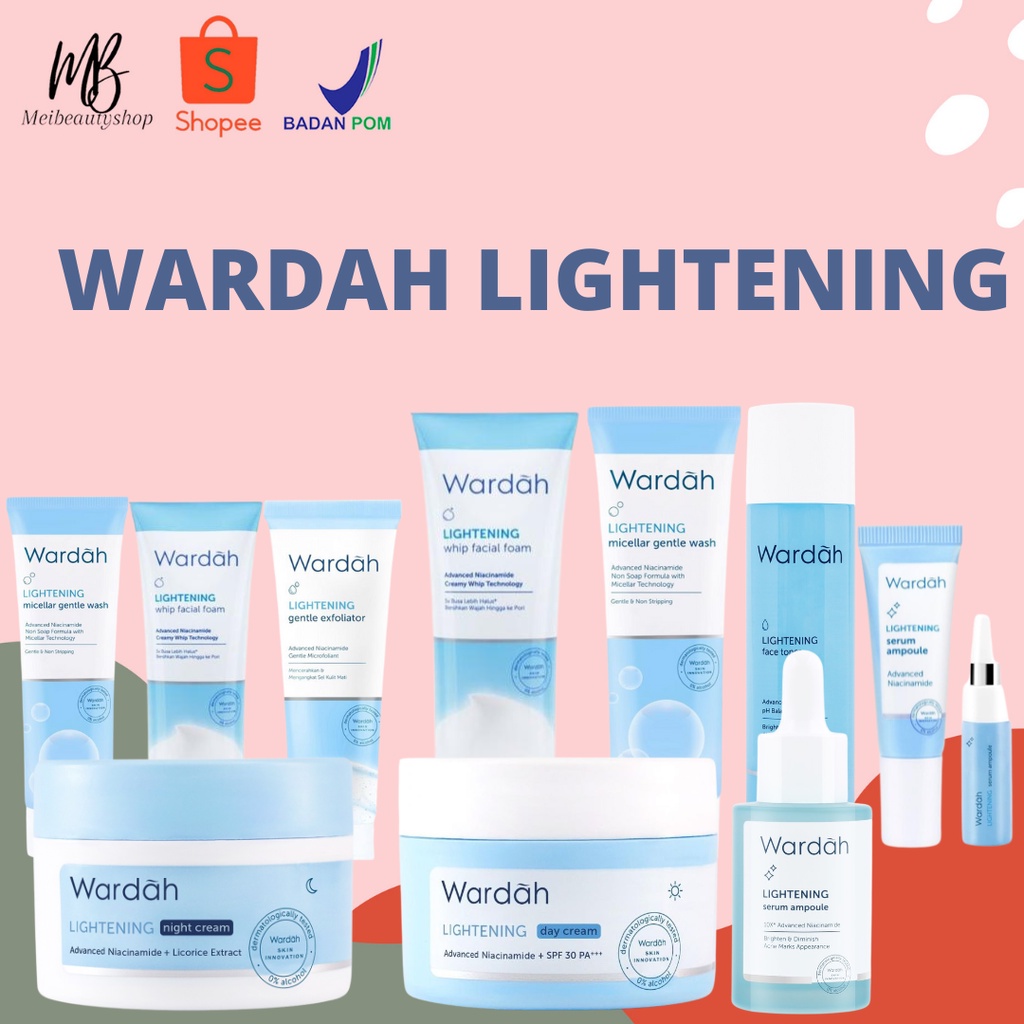 WARDAH Lightening Series | Day | Night Cream Face Serum Wash Foam Mask Scrub Toner Milk Cleanser Gentle Wash Micellar