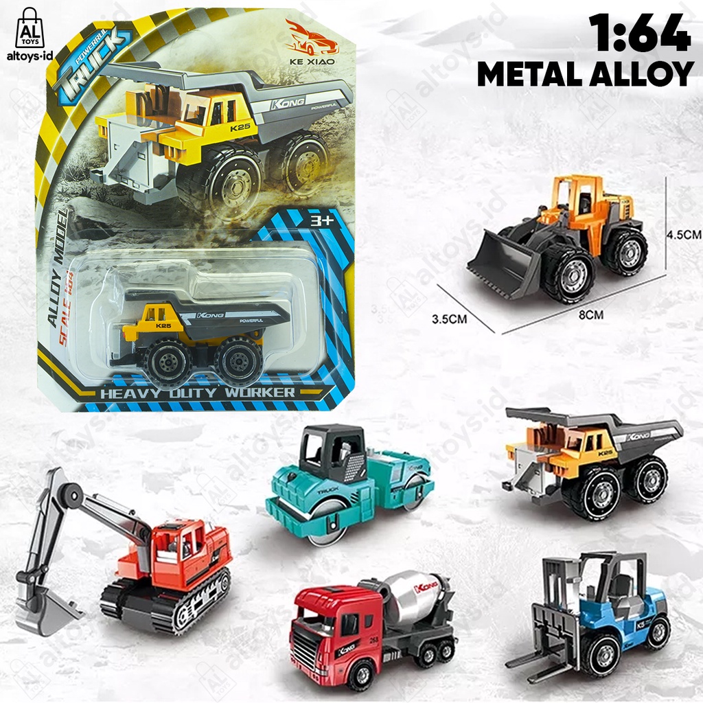 Diecast Konstruksi Metal Alloy Set 1:64 Mixer / Buldozer / Excavator / Truck / Slinder / Forclip