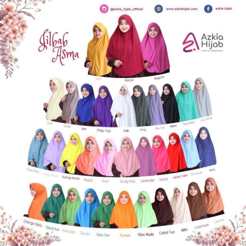 HIJAB WANITA POLOS ASMA BEST SELLER FASHION WANITA MUSLIM HIJAB INSTAN KHIMAR JUMBO ORI AZKIA HIJAB