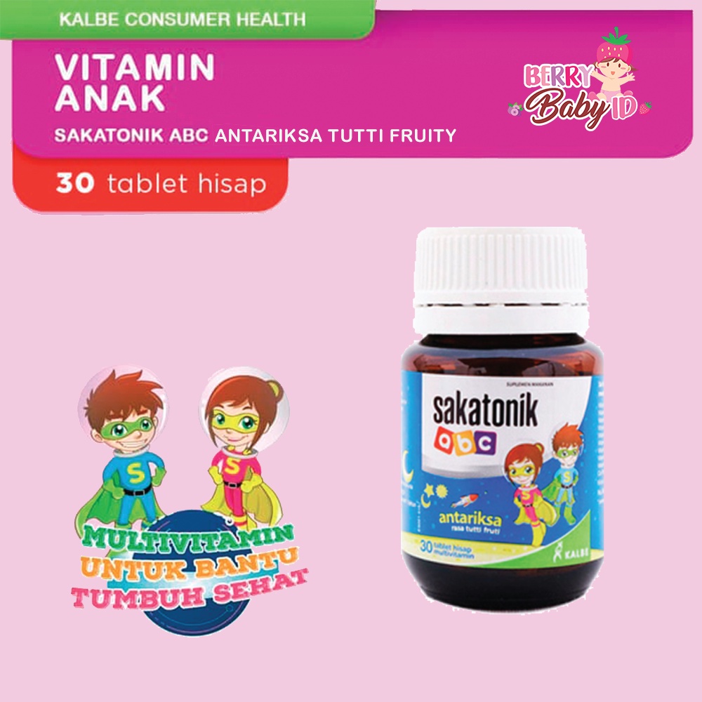 Sakatonik ABC Multivitamin Anak 30 Tablet Hisap Antariksa Orange Anggur Grape Stroberi Strawberry Berry Mart