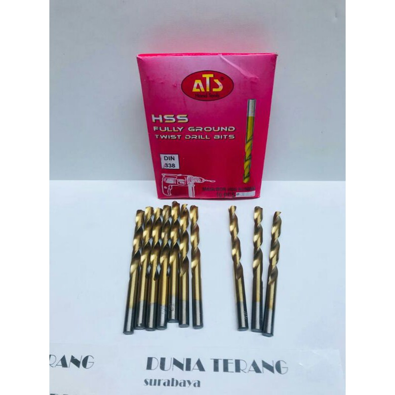 Mata Bor Besi ATS 8,5mm Kuning - HSS TiN Coated Fully Ground Twist Drill Bits 8.5 8,5 mm