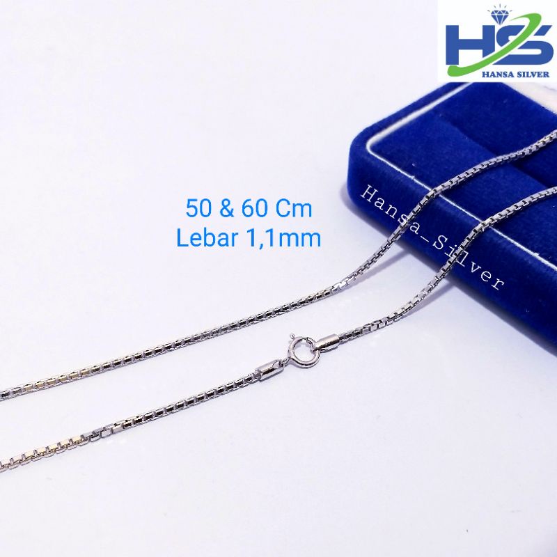 Kalung Perak Pria Wanita Silver Asli 925 Lapis Emas Putih Model Italy 50 Dan 60 Cm - Kalung Pria Wanita Anti Karat