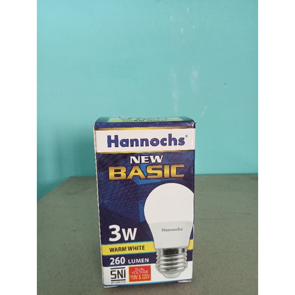 lampu LED 3 Watt warna warm white merk hanoch