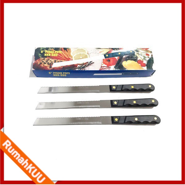 PISAU POTONG ROTI/ BOLU /KUE TART/Pisau Roti dua sisi Stainless Steel panjang kwalitas bagus