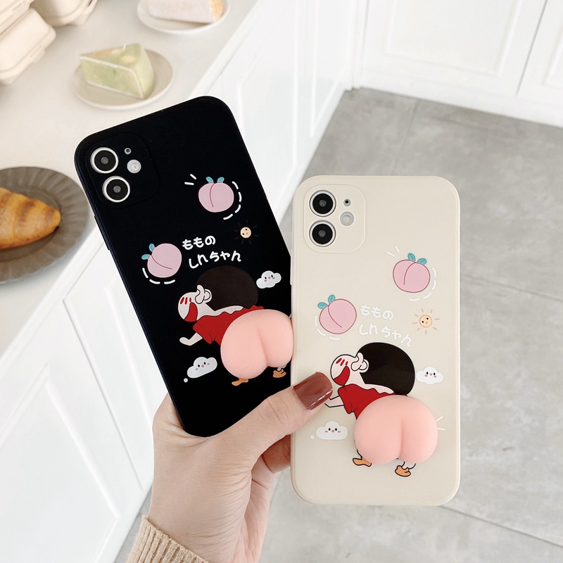 OPPO A95 A16 A94 A74 A54 A1k A15 A15s A7 A5s A12 F7 Reno 5F 4F 4 Cartoon Anime Crayon Shin-Chan Funny Casing Soft Squishy Pinch Peach-4