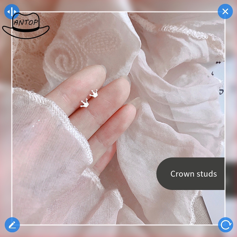 Trendy Silver Heart Stud Earrings Minimalis Cinta Bunga Anting-Anting Untuk Wanita Mahasiswa Remaja Perhiasan Hadiah ANTOP