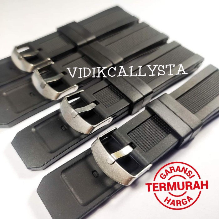 Tali Karet Jam Tangan 24mm 2,4cm Rubber Strap Hitam Murah