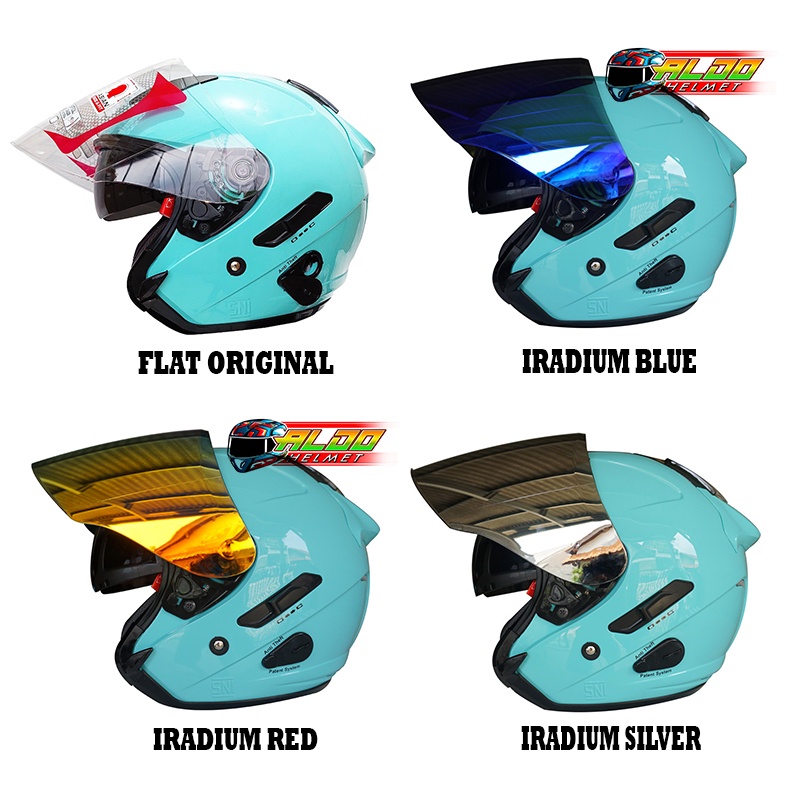 HELM / KYT / HELM KYT GALAXY SOLID AQUA BLUE FLAT R ORIGINAL / KYT 2 VISOR TERBARU / HELM DEWASA DOU