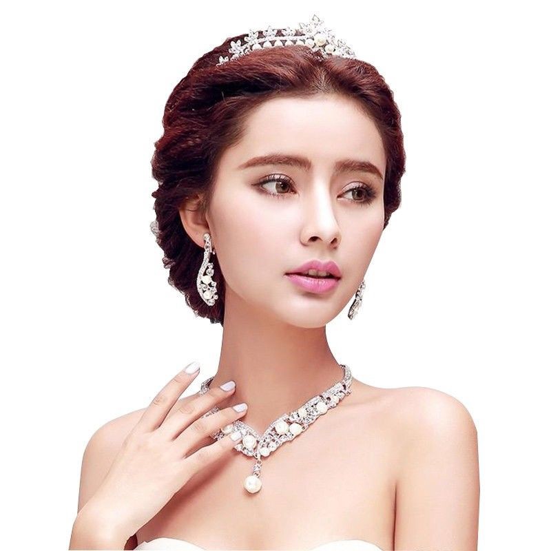 Aksesoris Rambut Wanita: Mahkota Tiara Dengan Bahan Kristal Berlian Buatan Dan Mutiara BARU