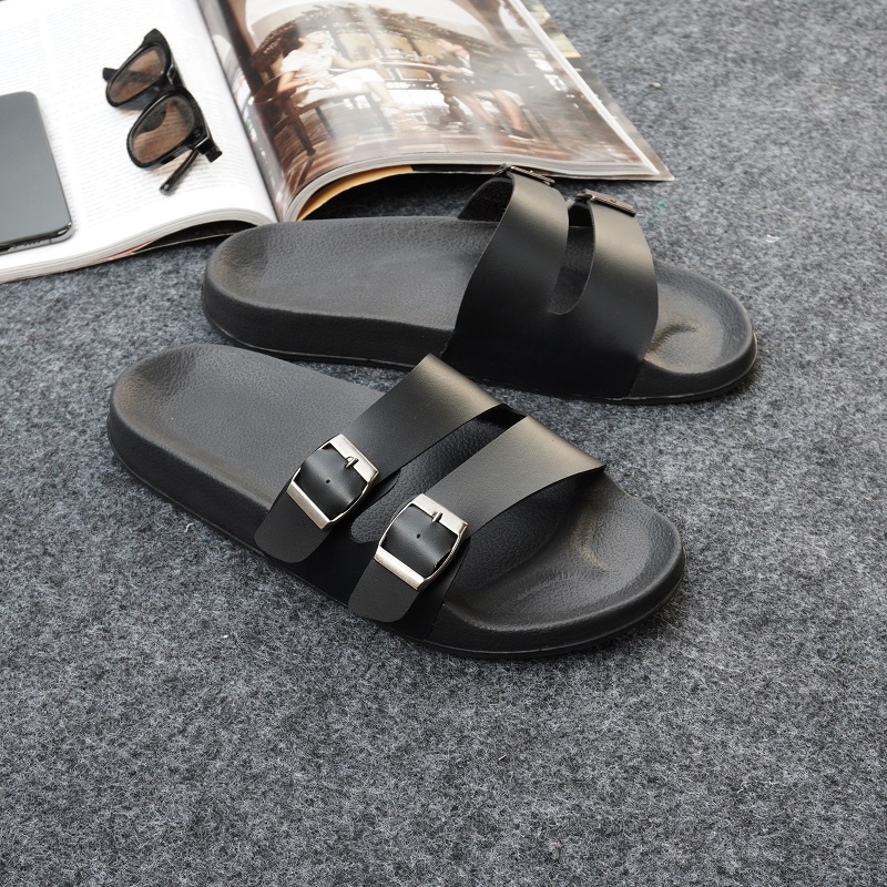 RAMA SANDAL SLIDE PRIA SANDAL HITAM POLOS ANTI SLIP GRADE ORI