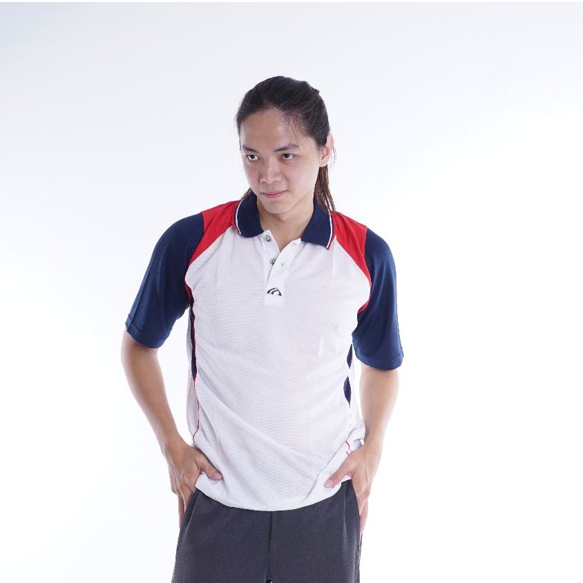 KAOS POLO BAJU OLAHRAGA WAFEL TAG 100% KOMBINASI PUTIH NAVY MERAH BERNARD