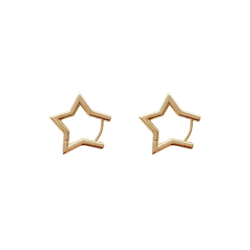 Anting Tusuk Motif Bintang Geometris Simple Bahan Sterling silver 925 Untuk Wanita