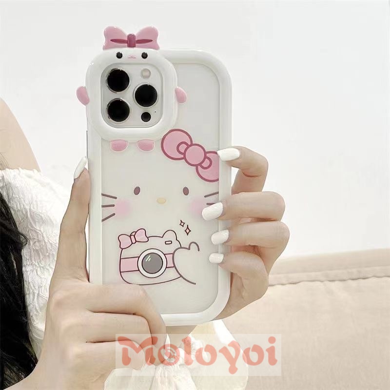 Soft Case Motif Kartun Hello Kitty 3D Untuk iPhone 7 8 14 Plus 13 11 12 14 Pro MAX 6 6S Plus XR X XS MAX SE