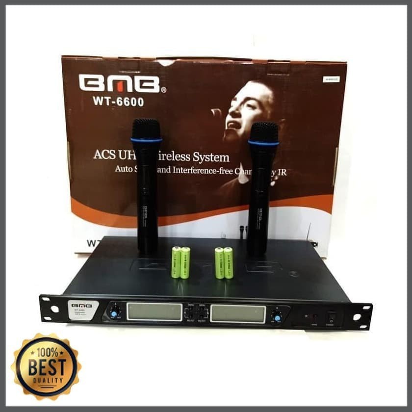 MIc Wireless BMB WT-6600 WT6600 Original BMB 2 Mic UHF Vokal Mic Wireless BMB WT 6600