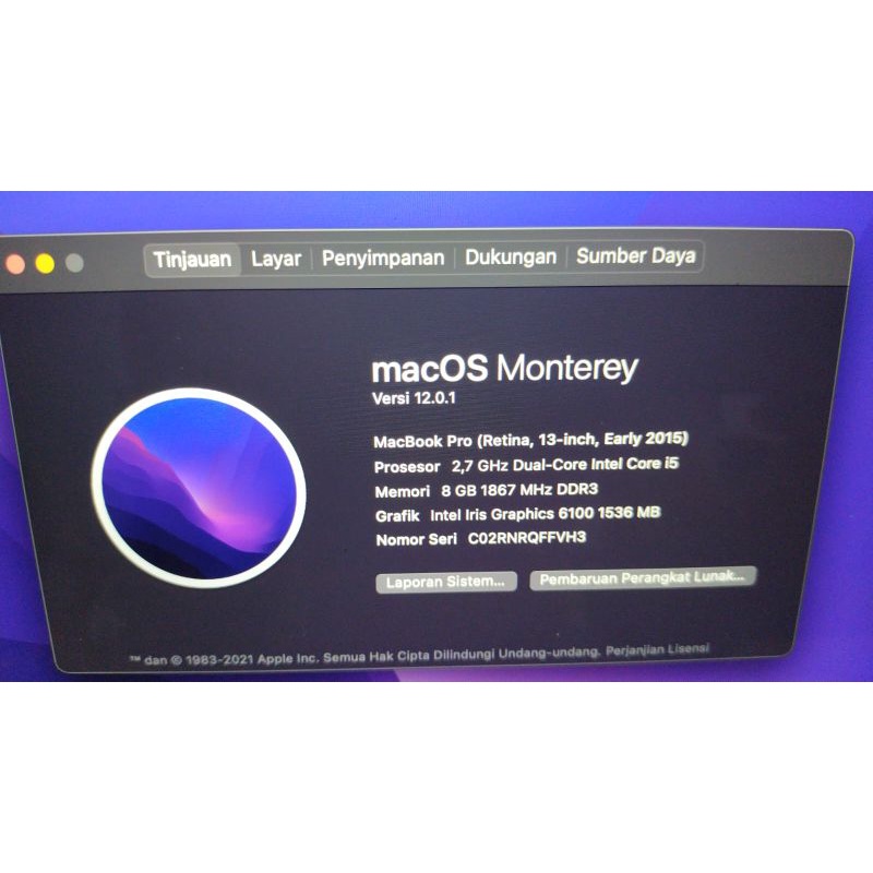 OBRAL .. MACBOOK PRO RETINA 13 IN 2015 RAM16 SSD512 CORE I5 MULUSS