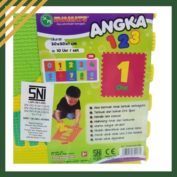 Puzzle Matras EVAMAT Angka Tikar Karpet Evamats Playmat Mainan Anak Bayi Murah