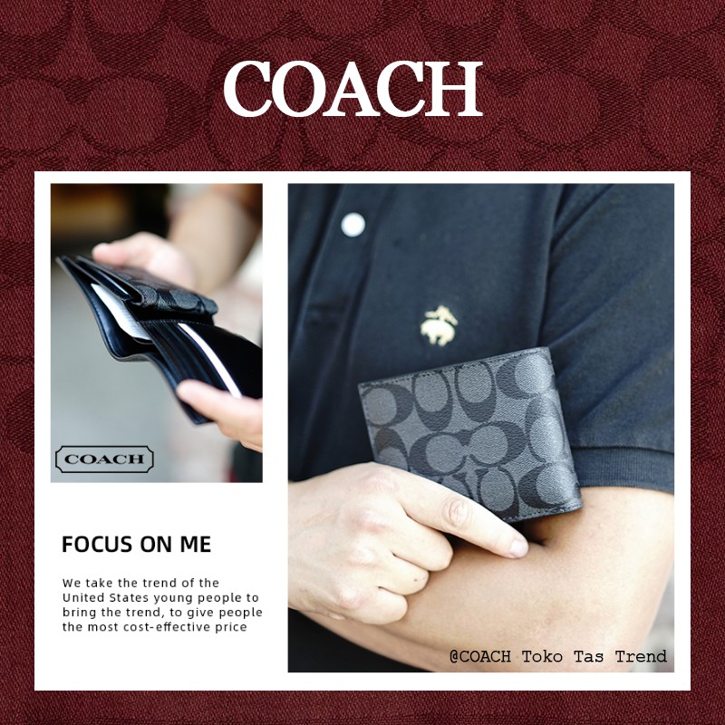 Sale !! Dompet pria COACH / Coach Wallet Ole Men's PVC Hand Hold Dompet Pendek 74993