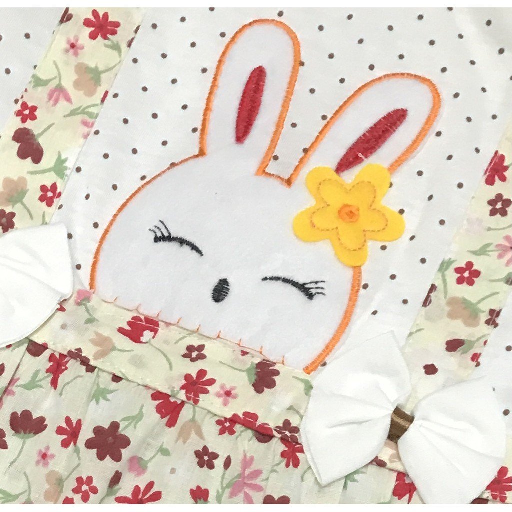 BAYIe - Baju bayi/Anak Perempuan Dress motif RABBIT BUNGA PLANET KIDS usia 0 -12 bulan /Pakaian anak