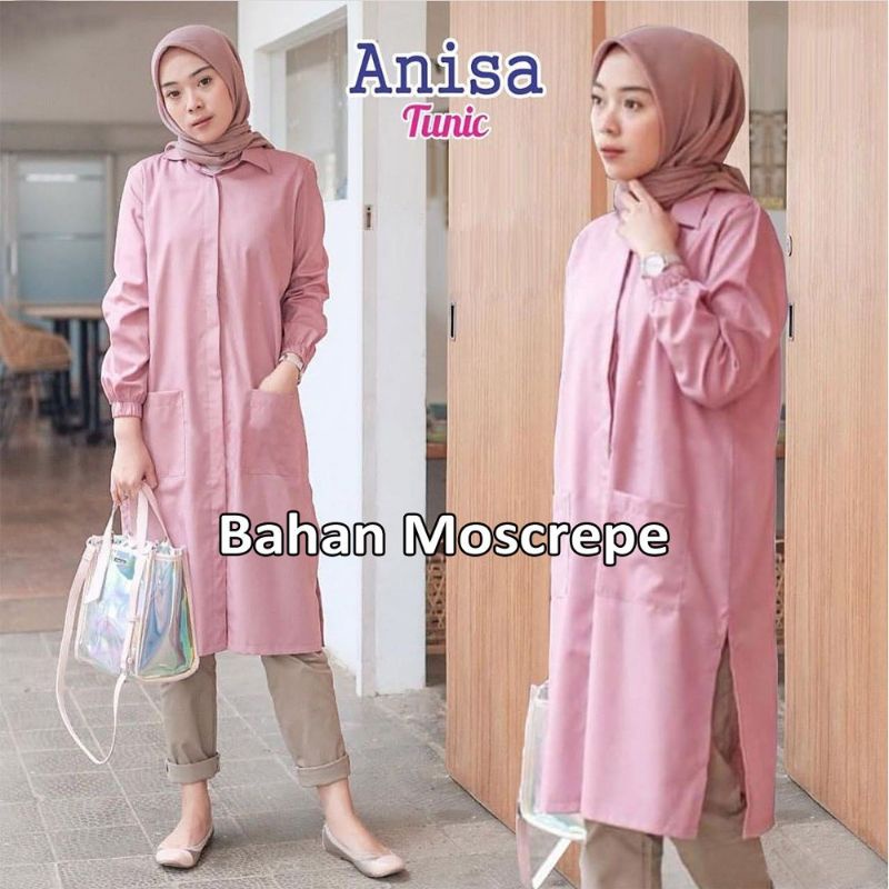 ANISA TUNIK BAHAN MOSCREPE IMPORT FIT TO XL