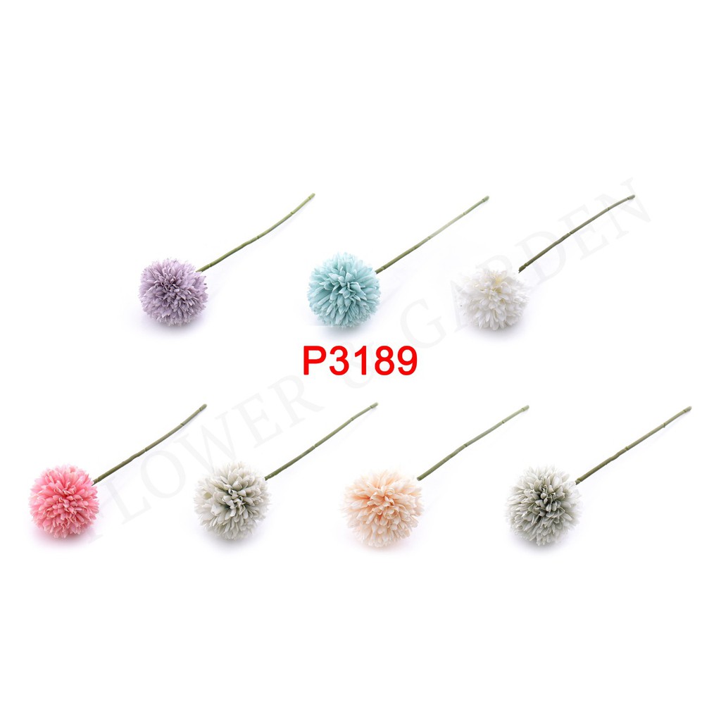 HMPU P3189 Bunga Palsu Plastik Dandelion Bola Bunga Tunggal Bunga Buatan Krisan Bunga Hias-2