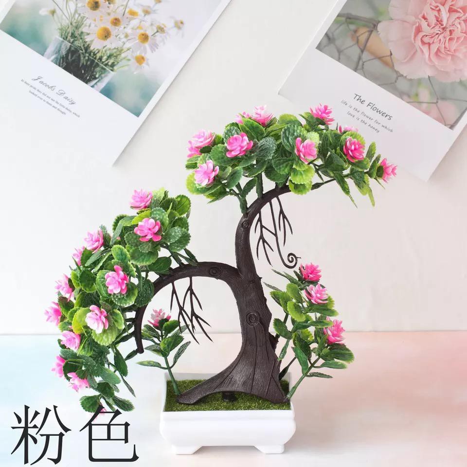 COD BUNGA PLASTIK BUNGA PAJANGAN IMITASI BUNGA ARTIFISIAL BUNGA BONSAI  TANAMAN HIAS PLASTIK BP8811-PINK
