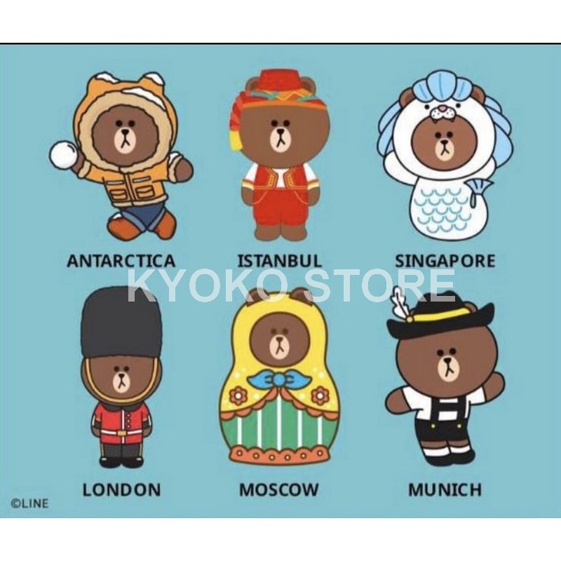 Boneka Line Brown Plush Doll World Tour Edition Complete Set of 6