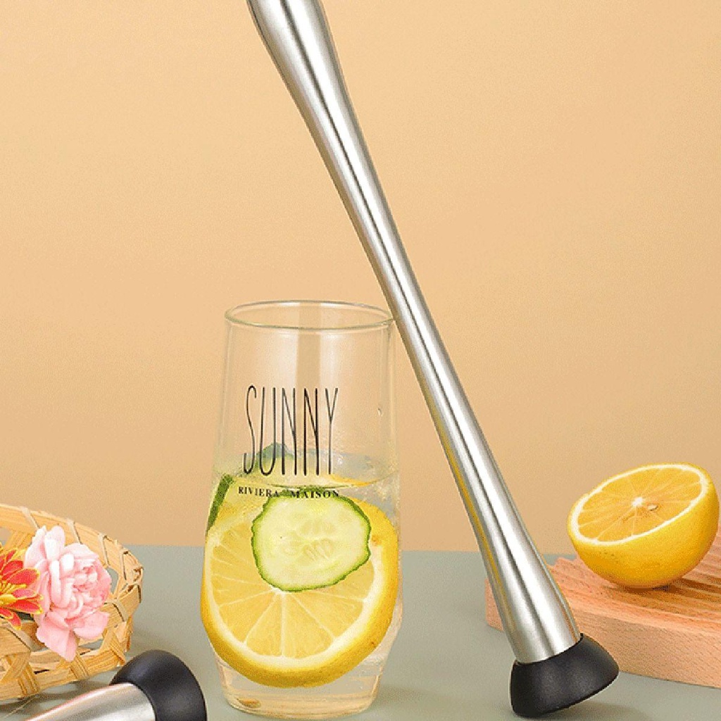 [Elegan] Cocktail Muddler Dapur Mojito Alat Pengaduk Minuman Stainless Steel Pengaduk Jus DIY