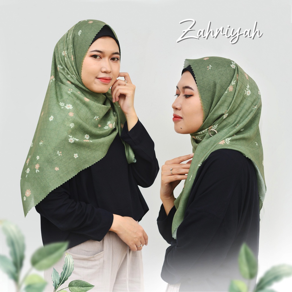 Hijab Azhaara Flower | Jilbab Segi Empat | Kerudung Motif