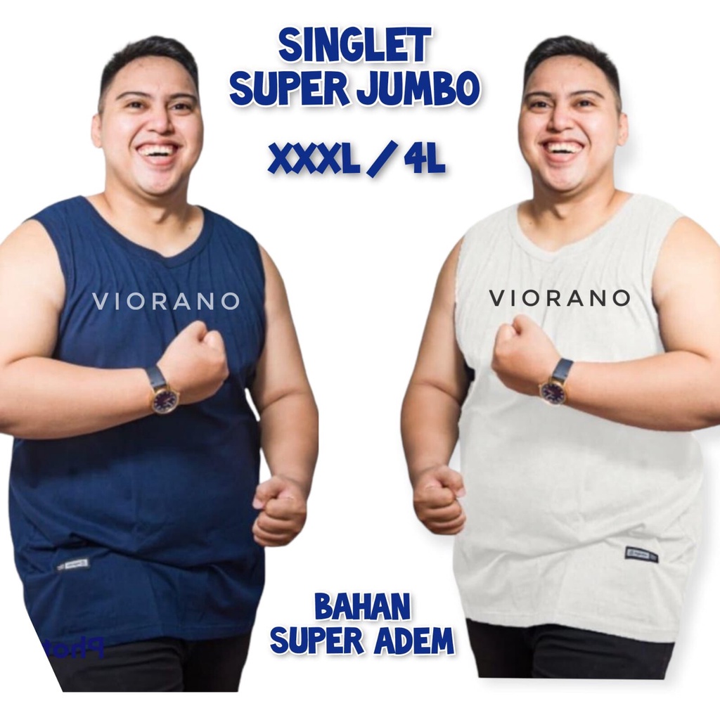 Tanktop Singlet Pria Super Besar JUMBO 4L Bahan Adem / Tanktop Singlet Tali Lebar Unisex Cowok Cewek XXXL Big Size Bahan Melar Ld 140cm