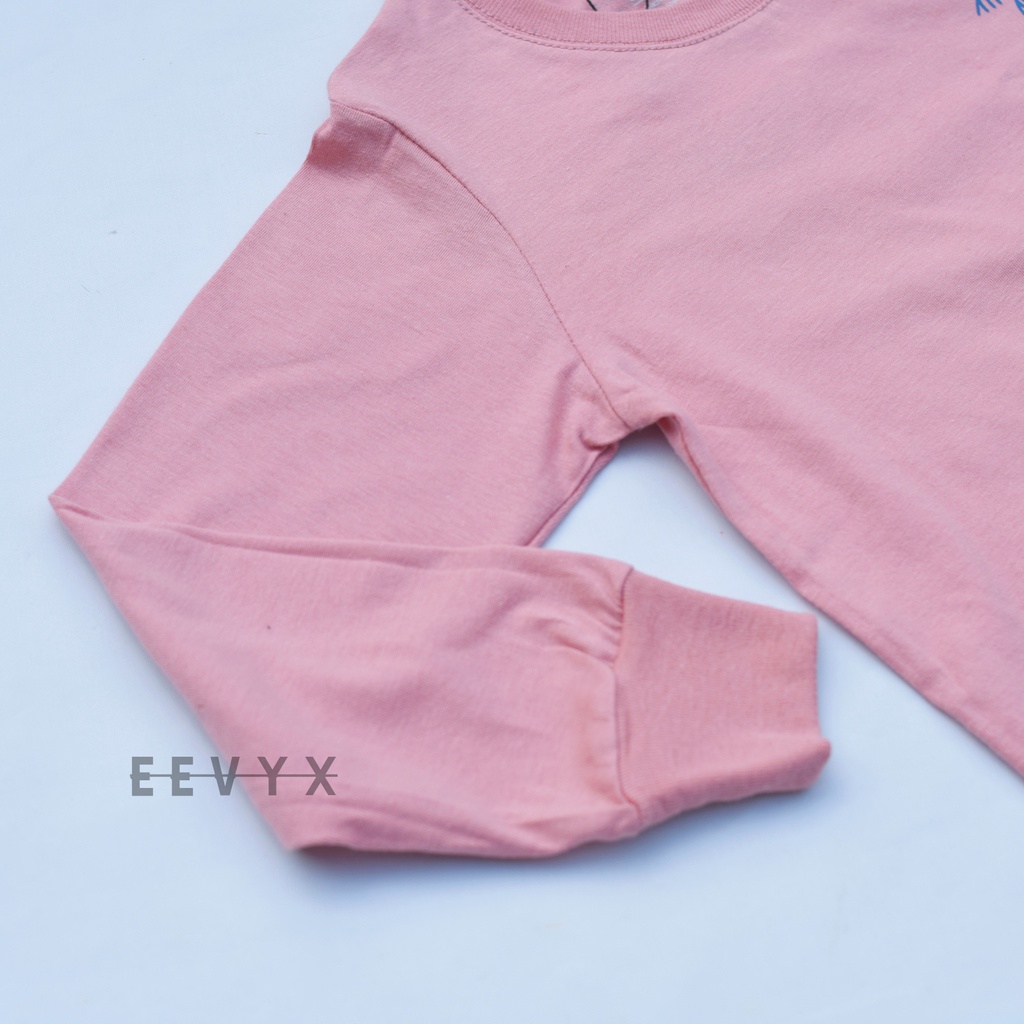 Kizzu Baju Kaos Anak Perempuan Lengan Panjang Umur 1-12 Tahun - Coconut Dusty - Eevyx Store