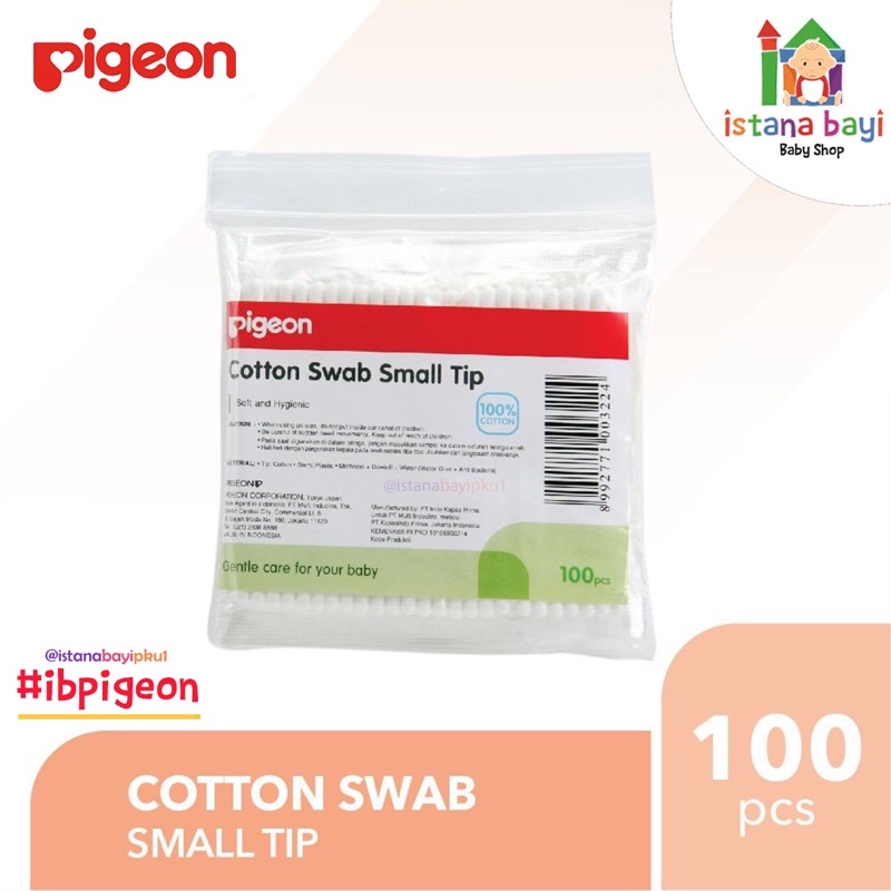 PIGEON Cotton Swab Isi 100 Pcs Small Tip / Cotton Buds / Pembersih Telinga Bayi