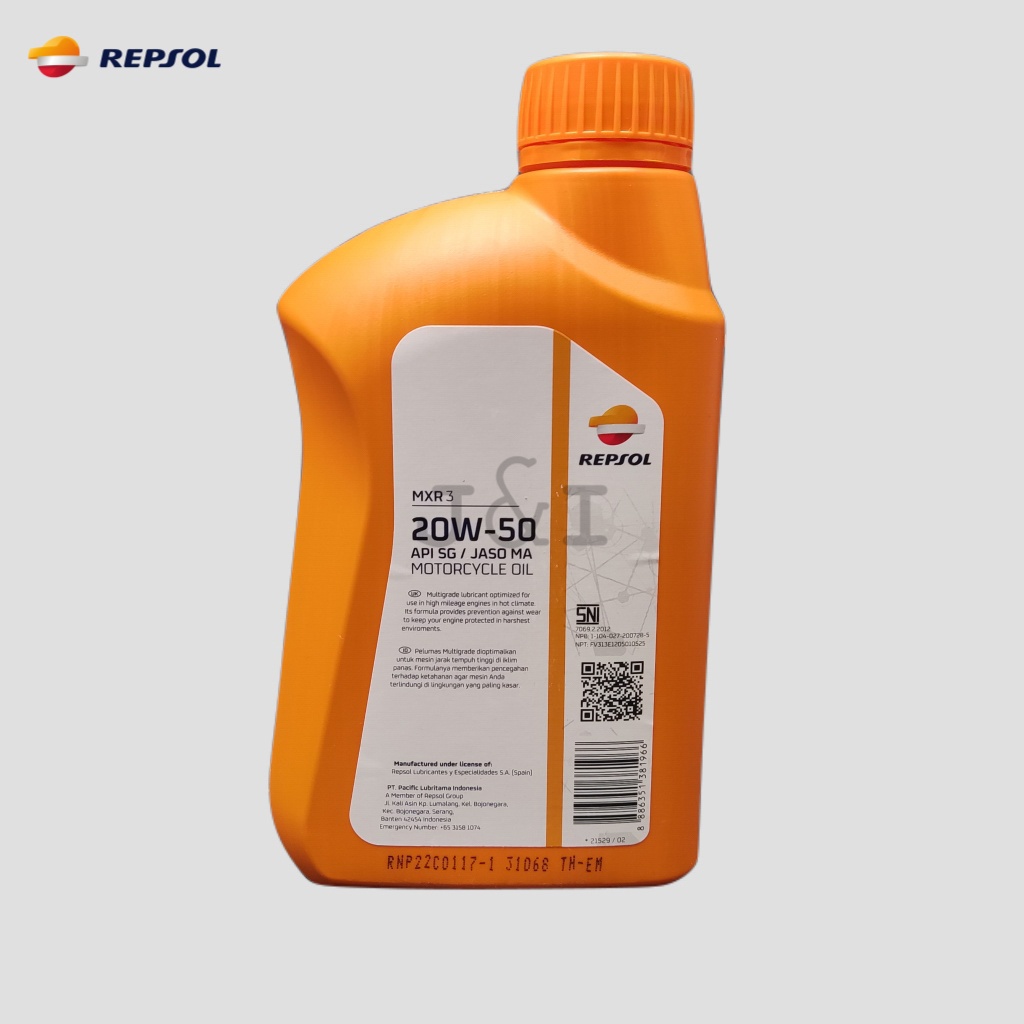 Oli Repsol MXR 3 20W-50 API SG JASO MA 0,8 Liter