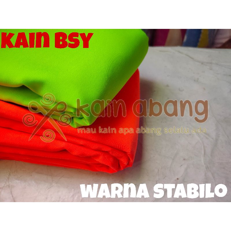 bahan kain bsy baju koko warna hijau dan orange / kain greenscreen