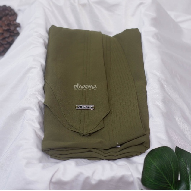Hijab Instan XL Jumbo Hijab Ceruty 2 Layer Jilbab Instan  By Elhasna-HIJAU ARMY