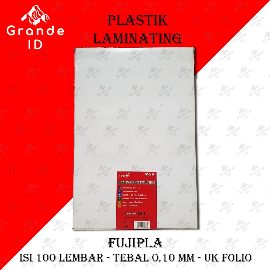 

LAMINATING FILM FUJIPLA UKURAN FOLIO F4 ISI 100 LEMBAR PLASTIK 0,1 MM