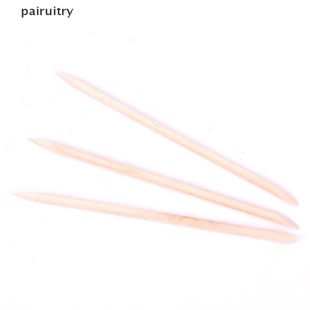 Prt 100Pcs Stik Kayu Oranye Pendorong Kutikula Untuk Manicure / Nail Art PRT