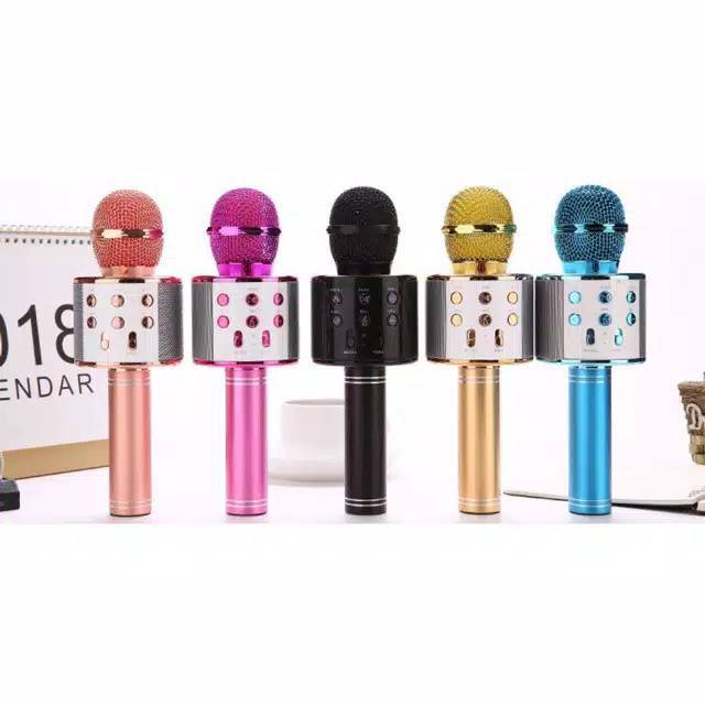 Mic Karaoke Bluetooth Ws 858 Microfon Original ws858 Wireless Portable ws-858 Smule Banyak Warna dan Mode Suara dapat diatur dan disesuaikan