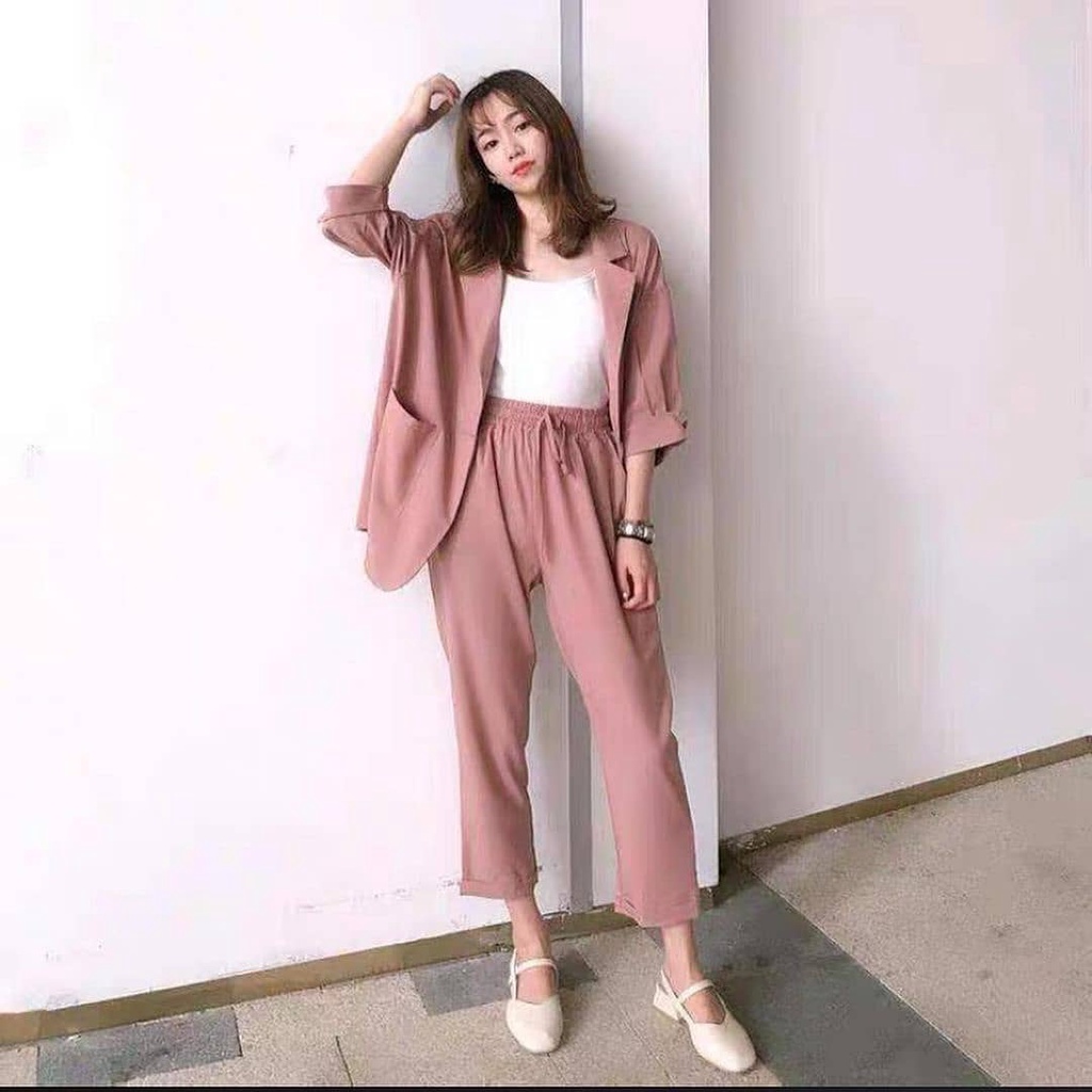 COD - Cavarez One Set Korean Style Premium Fashion Baju Setelan Wanita Remaja 2in1 Kerja Kantoran Mu