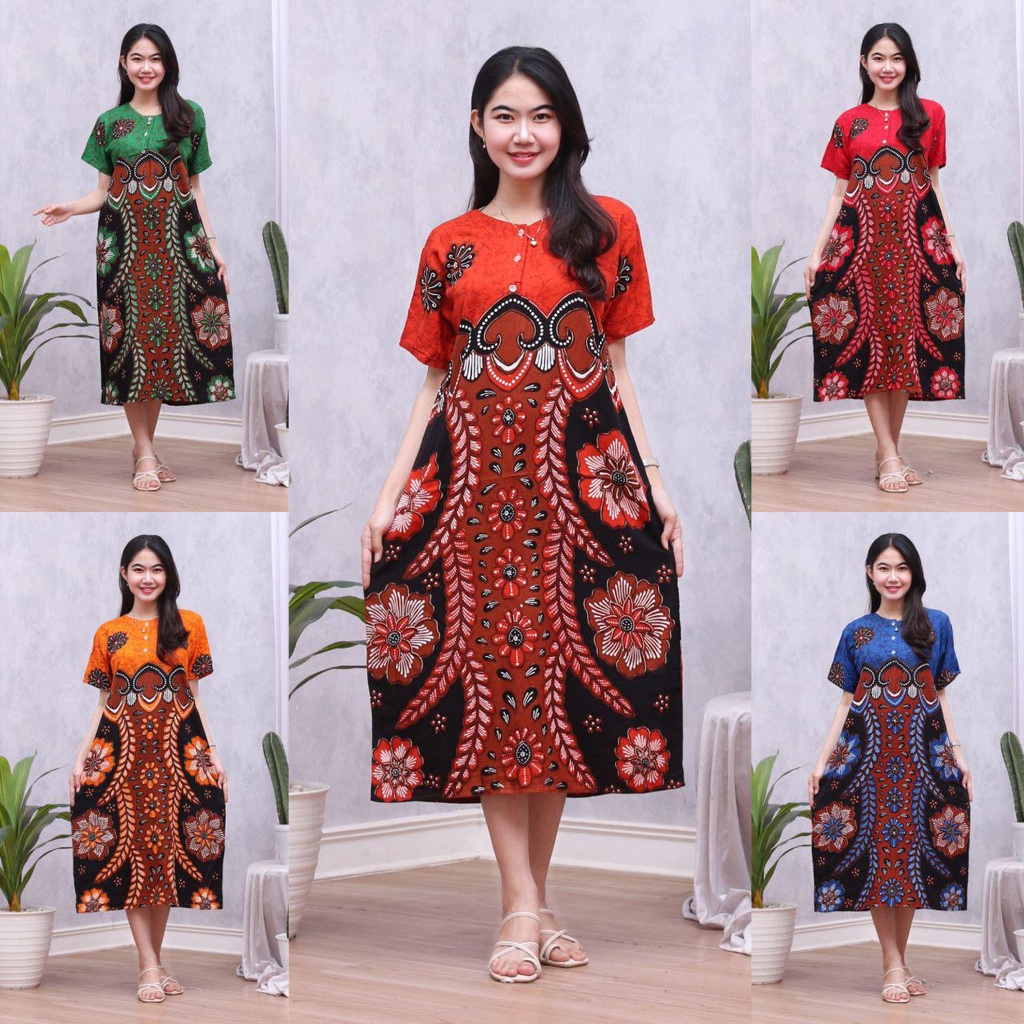 Daster Batik Lengan Pendek - Motif Daun - Leher Kancing (DPT001-133) Batik Prass-5