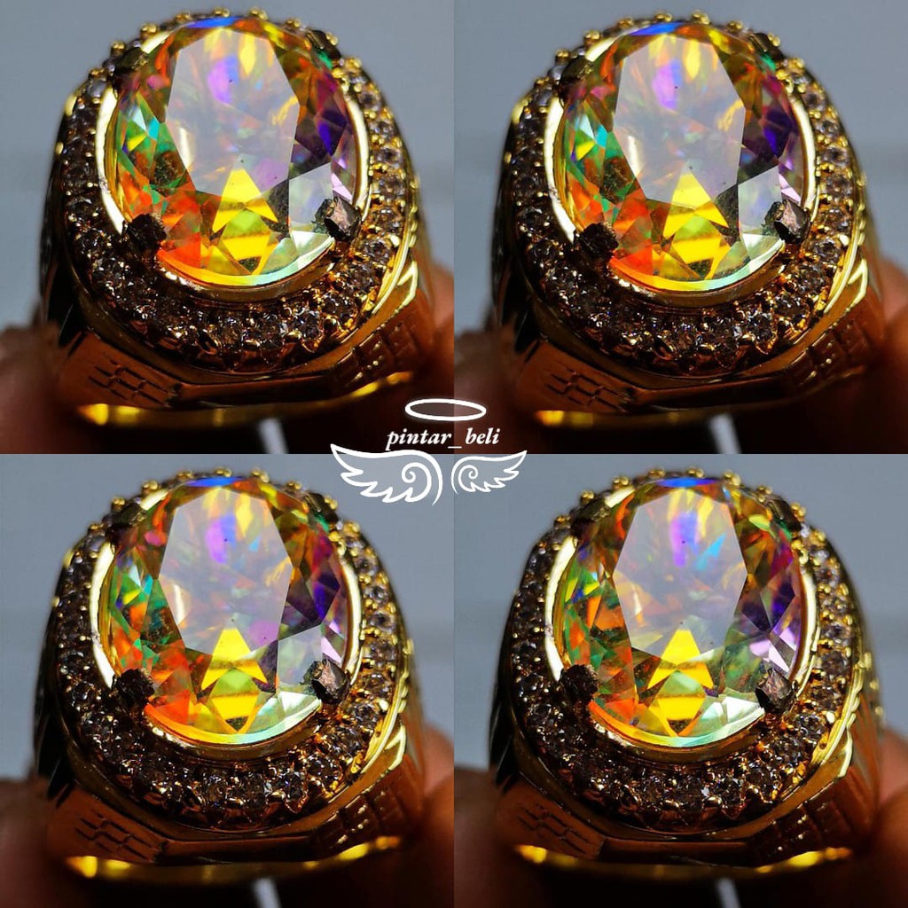 Batu  Cincin Permata Akik  Pria kalimaya india top luster crystal celan HQ