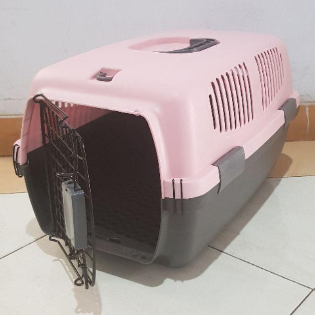 KANDANG KUCING / PET CARGO / PET CARRIER / KANDANG KELINCI / KANDANG MUSANG /ADA TRAY PINTU BESI COD PET CARGO KANDANG HEWAN DI MOBIL MOTOR-PINKMERAHMUDA