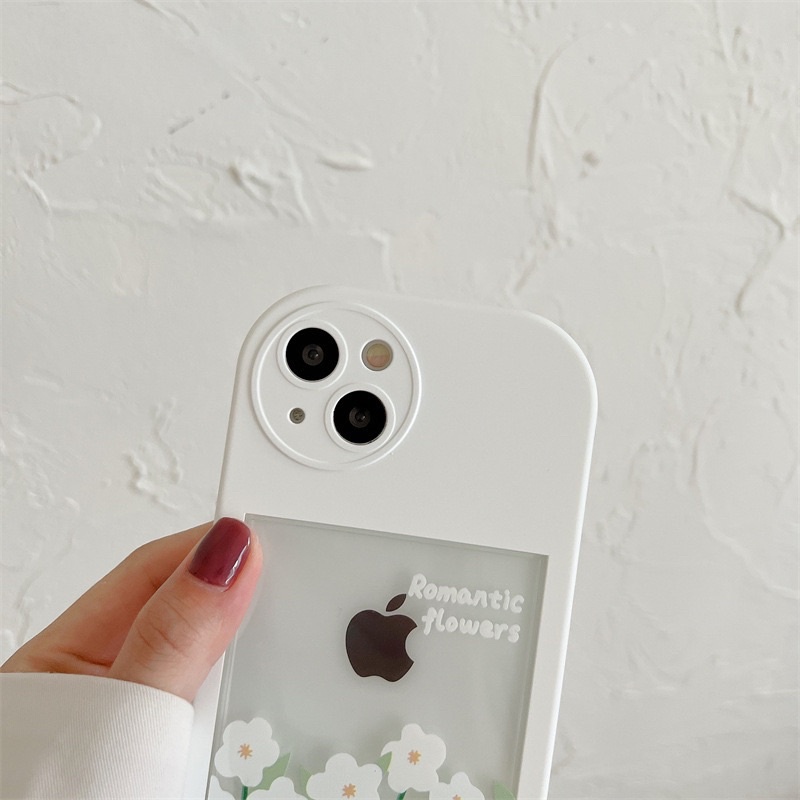 White Romantic Flowers Softcase Case HP Lucu for iphone XS Max XR 11 Pro Max 12 Pro Max 13 Pro Max