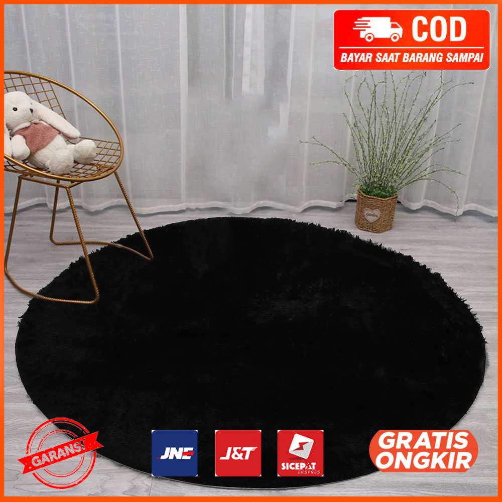 Karpet Bulu Model Bulat Plush Shaggy Soft Round 80CM - MP100