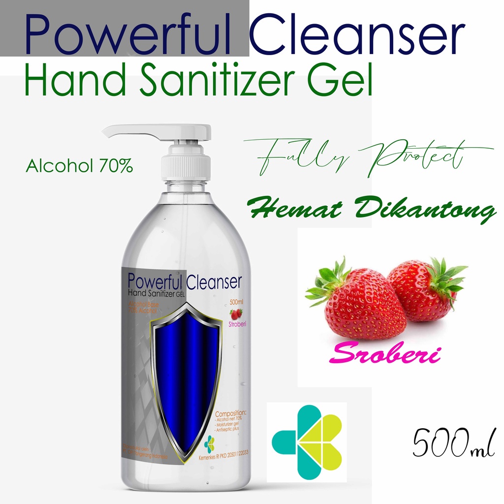 Hand Sanitizer 500ml Gel pump Powerful Cleanser wangi segar 3 varian wangi varian baru By Oke Sabun sudah ada izin edar resmi by Oke sabun suplayer