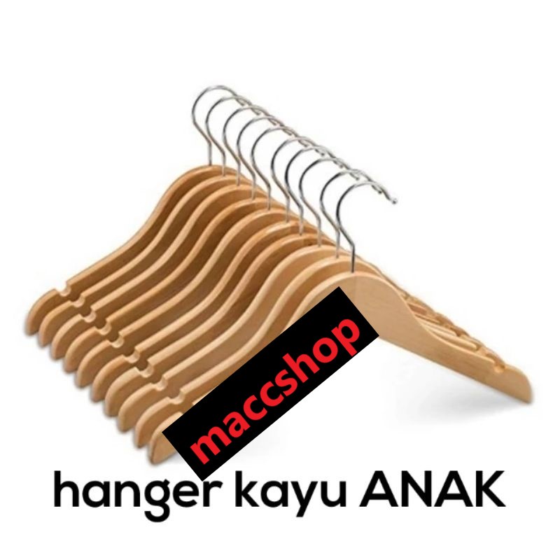 Hanger kayu ANAK - gantungan baju natural ( 1 PCS )