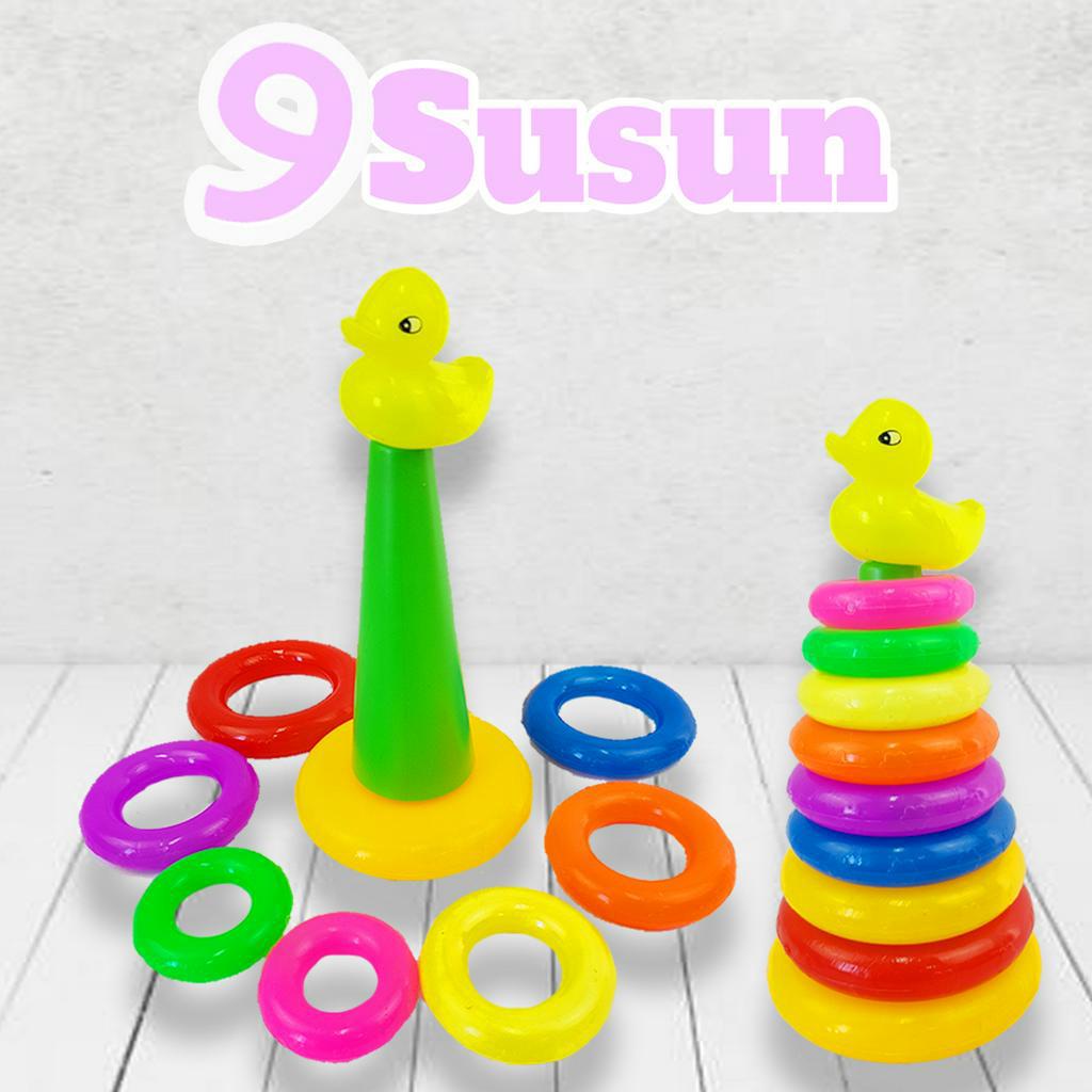 Mainan Edukasi Anak Ring Donat Susun / Mainan Ring Pile Up Cincin 9 ( 1609-9 )