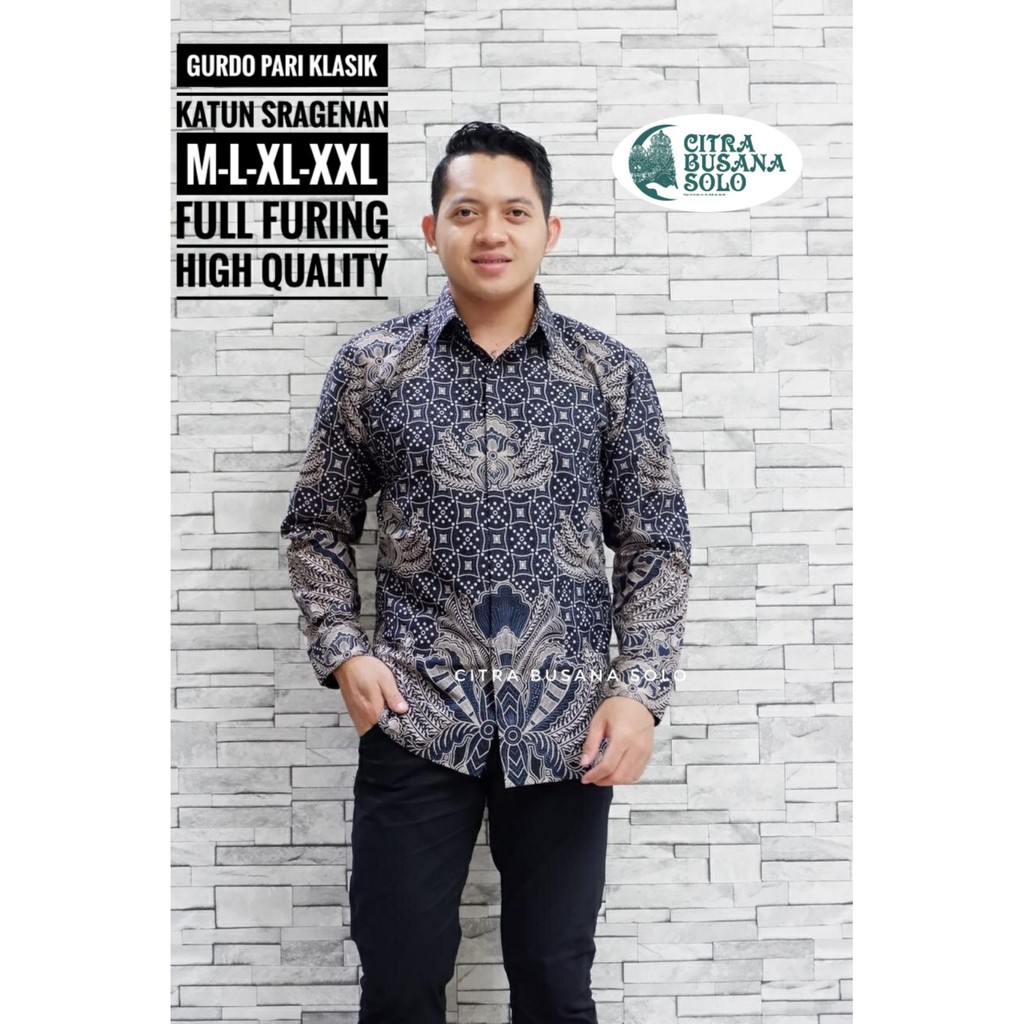 GURDO PARI KLASIK Kemeja  Batik Pria Full Furing Bahan  