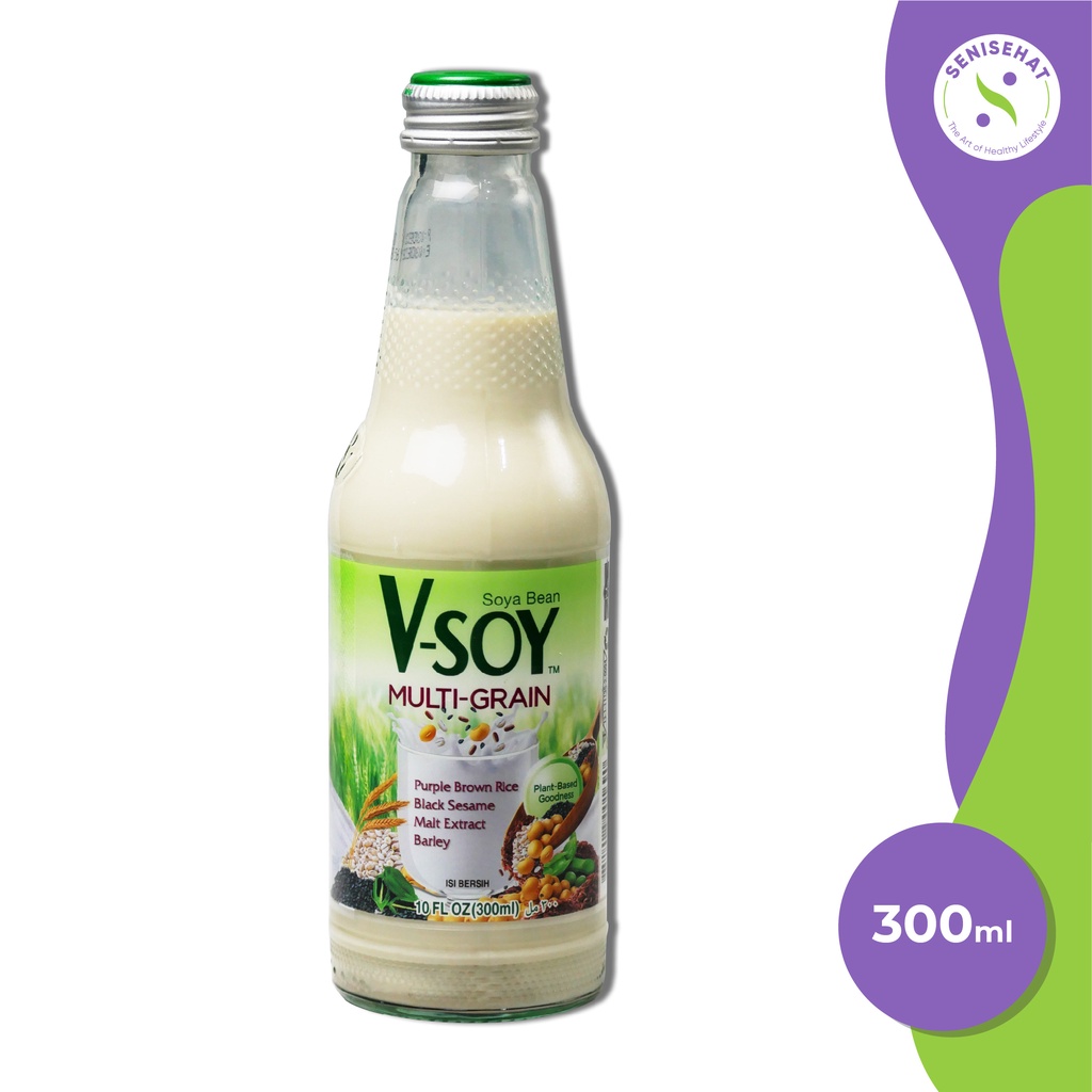Vsoy Multi Grain Soy Milk 300 ml Glass Bottle/Susu Kedelai/V-Soy/V Soy/Senisehat