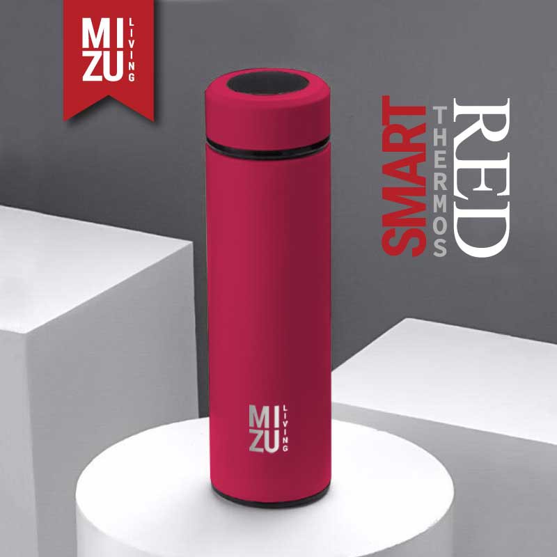 MIZU LIVING Smart Thermos Botol Minum Tumbler Vacuum Flask Stainless Steel 500ml BPA-Free Hot & Cold-RED
